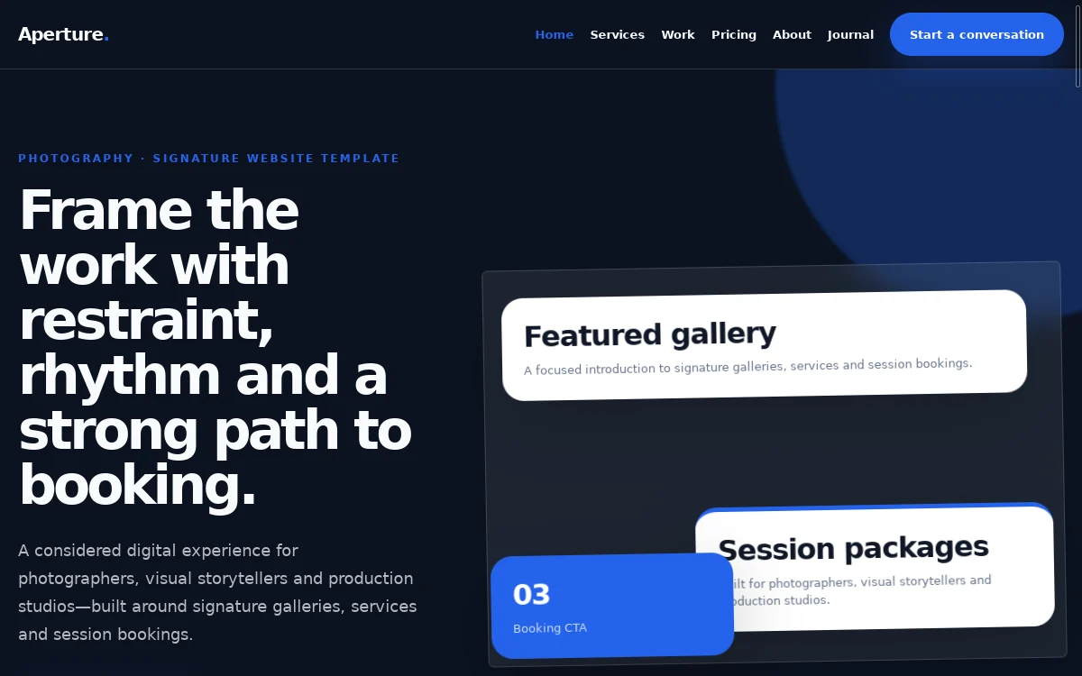 Aperture — Signature Website Template professional website preview
