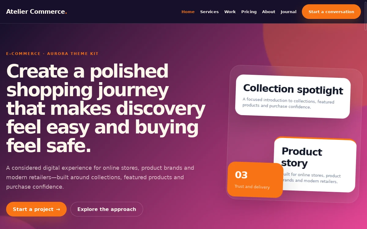 Atelier Commerce — Aurora Theme Kit professional website preview