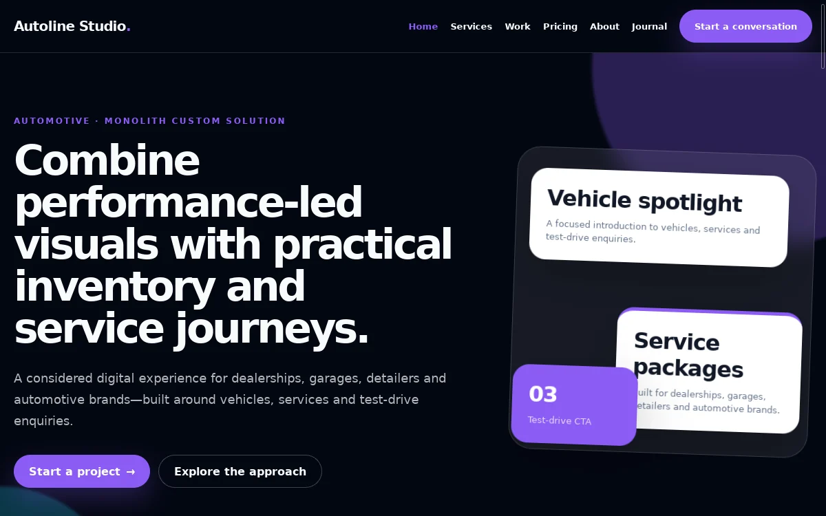 Autoline Studio — Monolith Custom Solution professional website preview