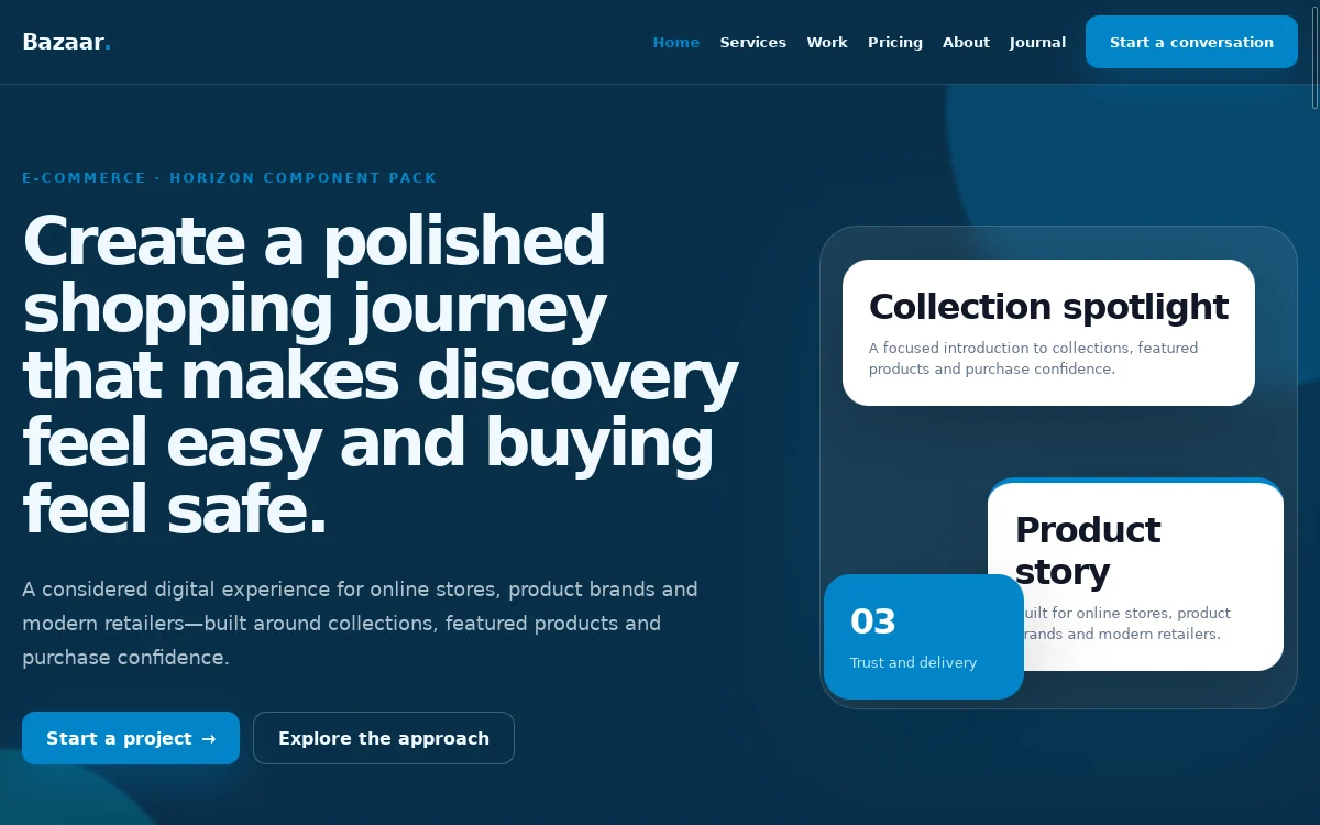 Bazaar — Horizon Component Pack website screenshot