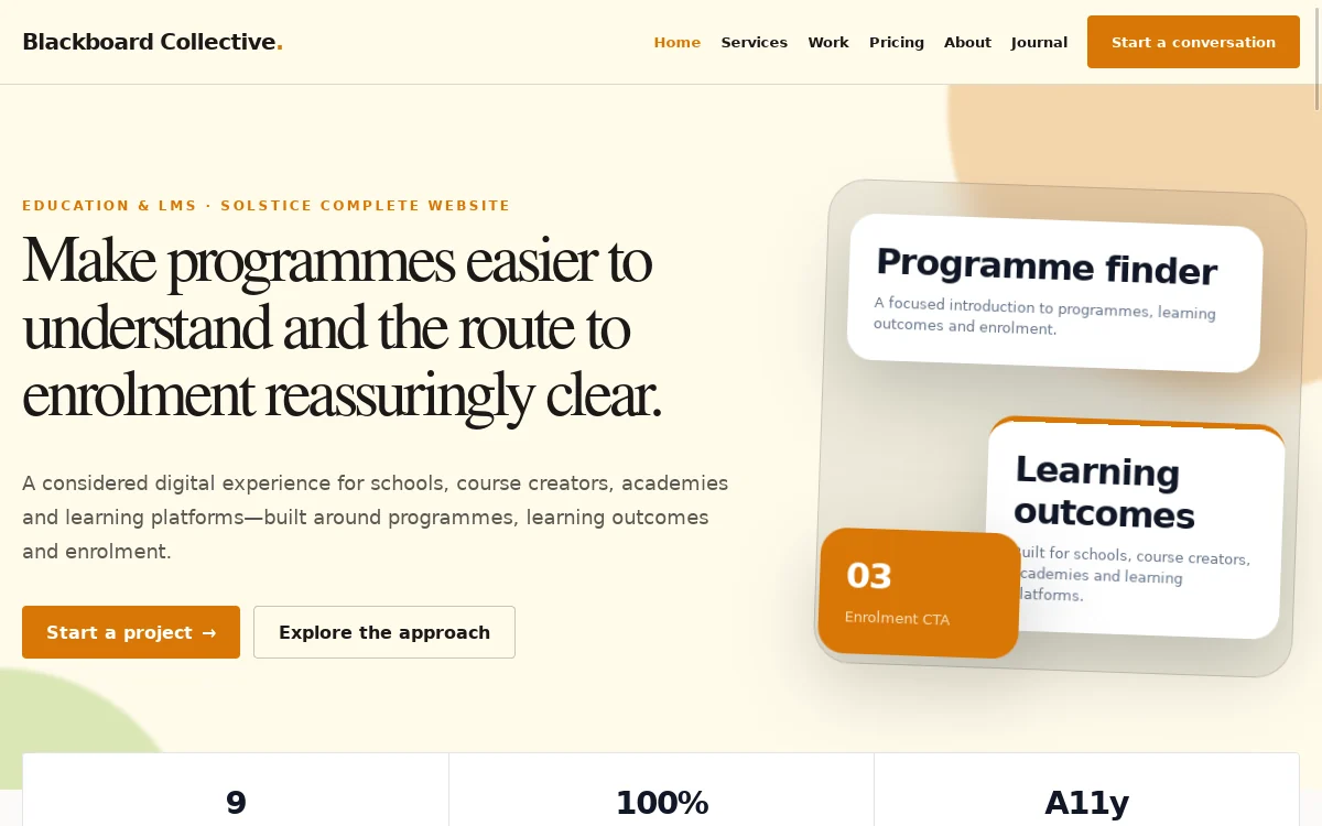Blackboard Collective — Solstice Complete Website website screenshot