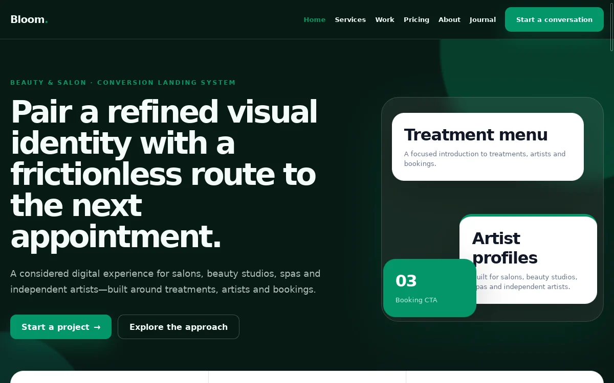 Bloom — Conversion Landing System professional website preview