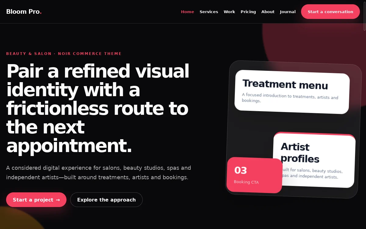 Bloom Pro — Noir Commerce Theme actual design preview