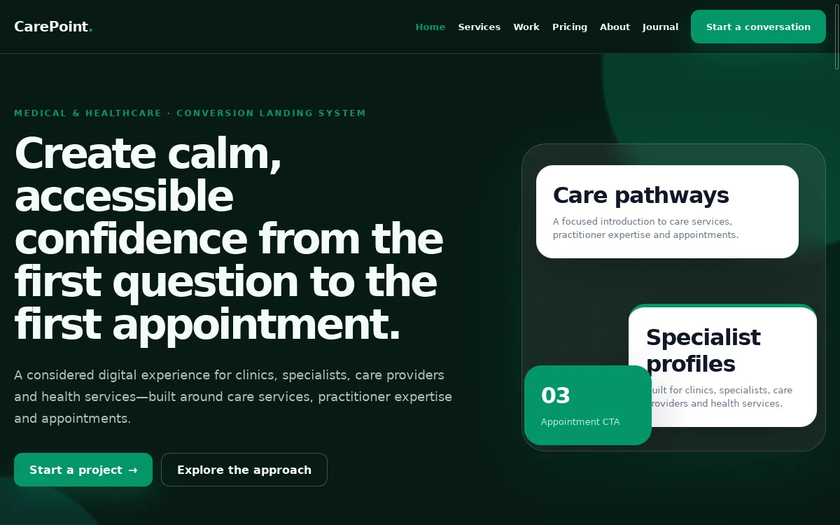 CarePoint — Conversion Landing System actual design preview