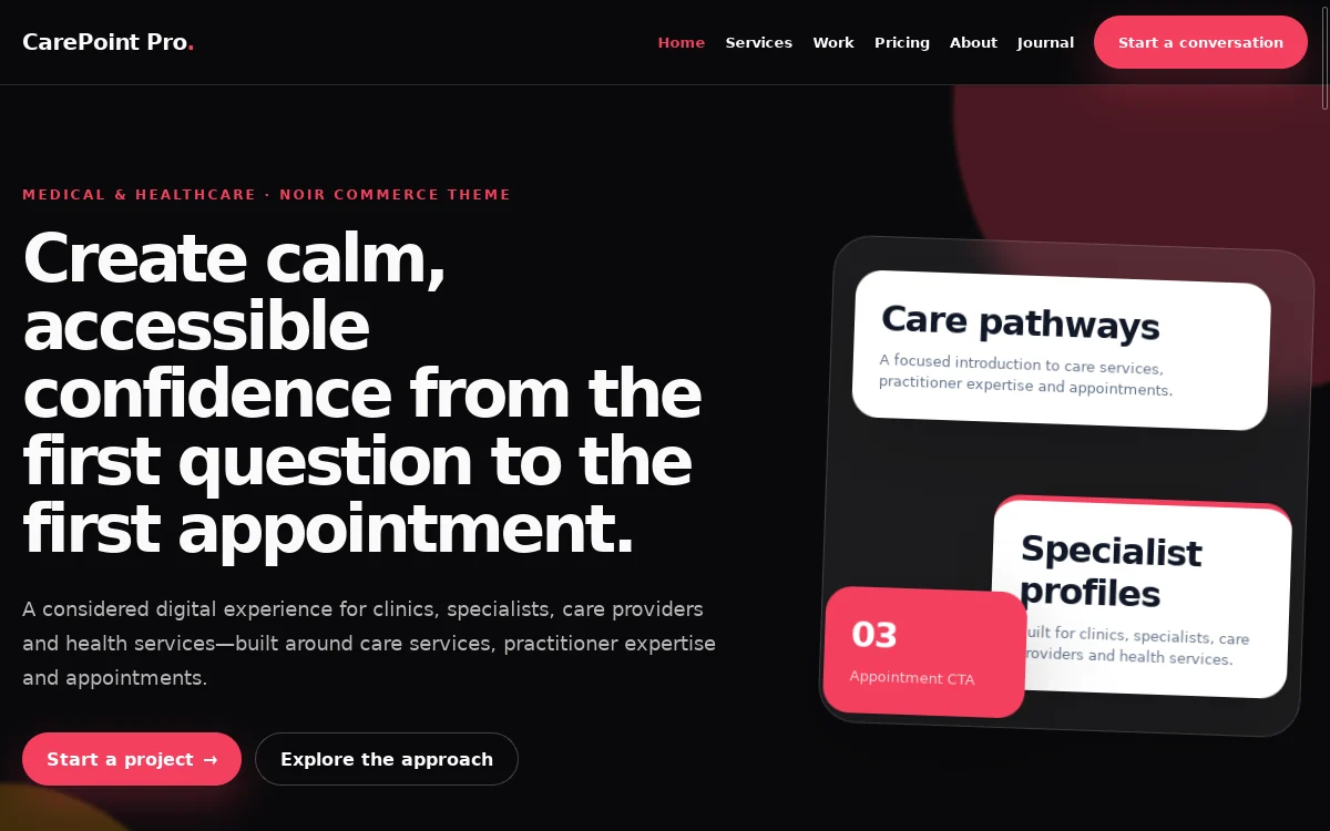 CarePoint Pro — Noir Commerce Theme website screenshot