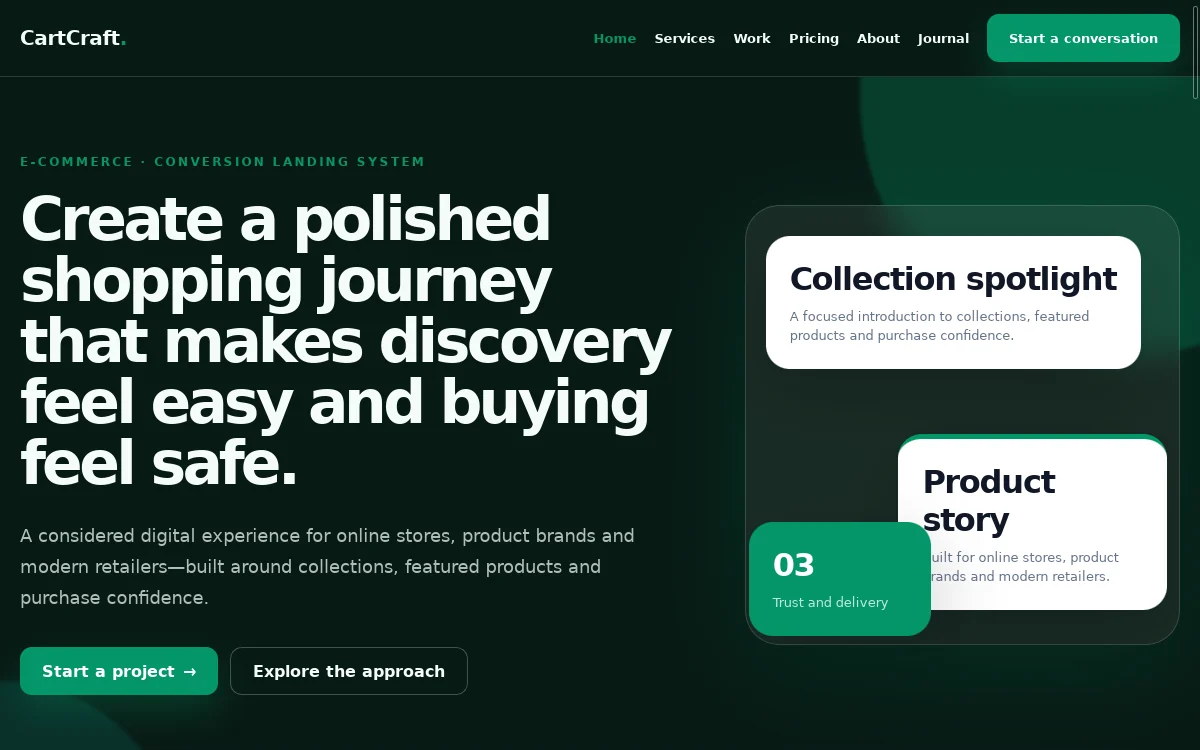 CartCraft — Conversion Landing System actual design preview