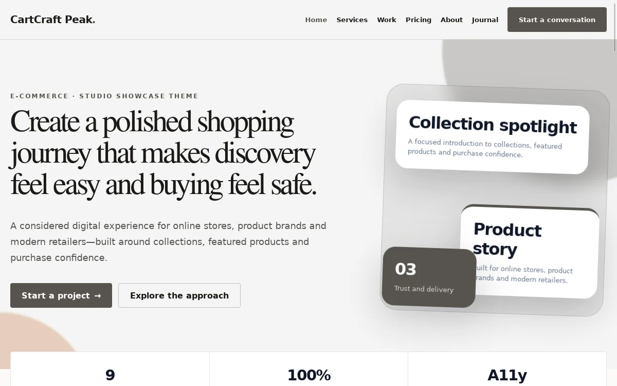CartCraft Peak — Studio Showcase Theme website screenshot