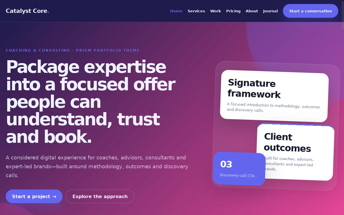 Catalyst Core — Prism Portfolio Theme professional website preview