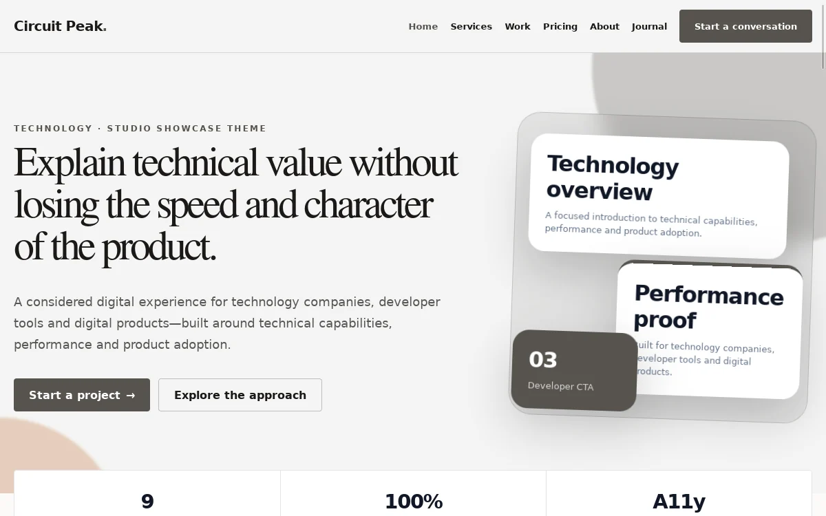 Circuit Peak — Studio Showcase Theme website screenshot