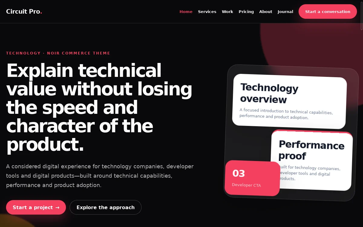 Circuit Pro — Noir Commerce Theme website screenshot
