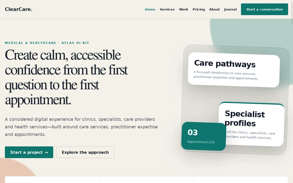 ClearCare — Atlas UI Kit actual design preview
