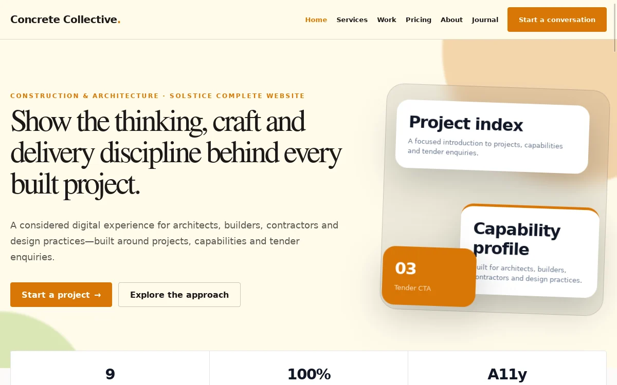 Concrete Collective — Solstice Complete Website professional website preview
