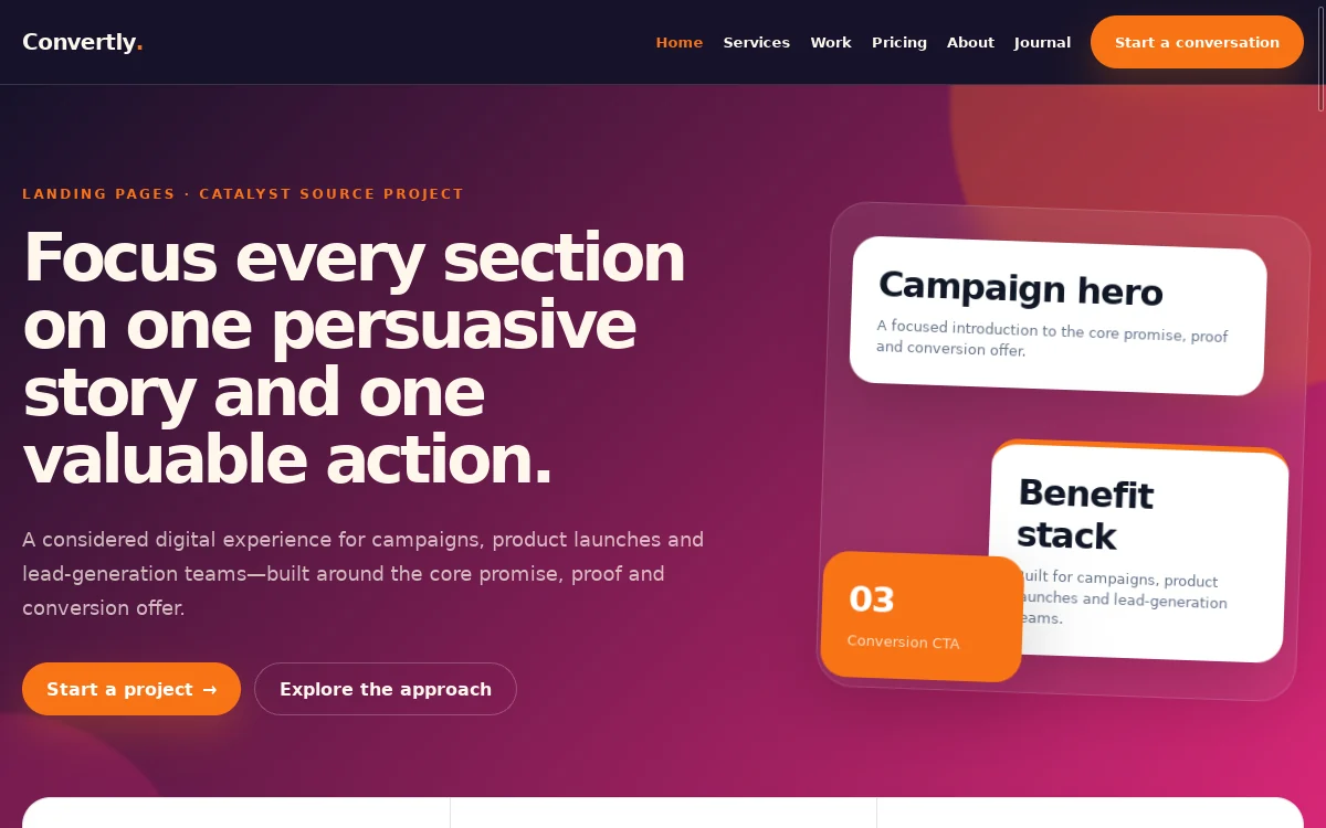 Convertly — Catalyst Source Project actual design preview
