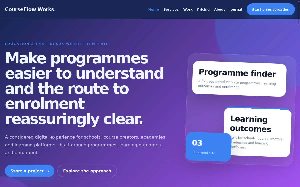 CourseFlow Works — Nexus Website Template professional website preview