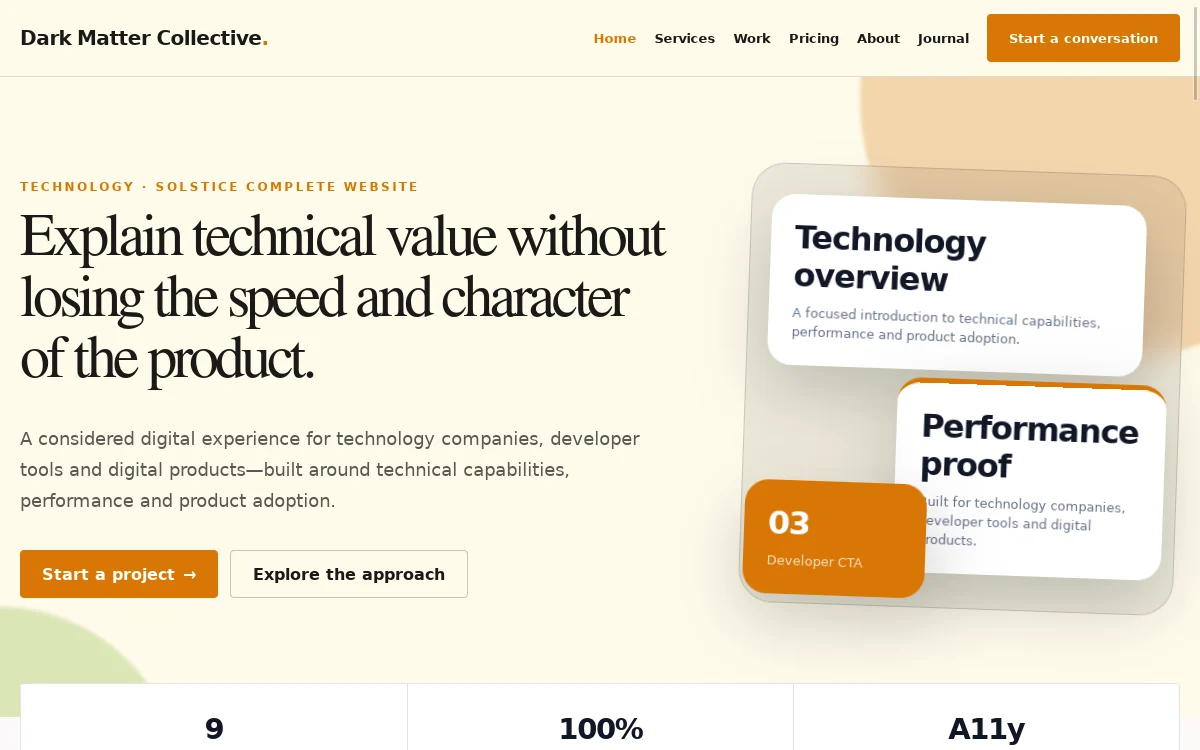 Dark Matter Collective — Solstice Complete Website website screenshot