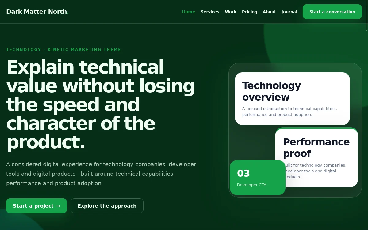 Dark Matter North — Kinetic Marketing Theme professional website preview