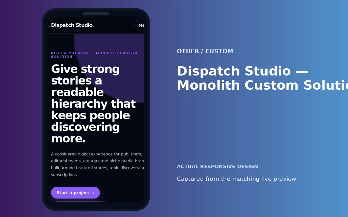 Dispatch Studio — Monolith Custom Solution screenshot 4