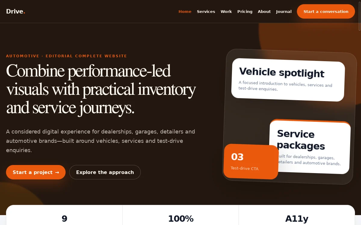 Drive — Editorial Complete Website professional website preview