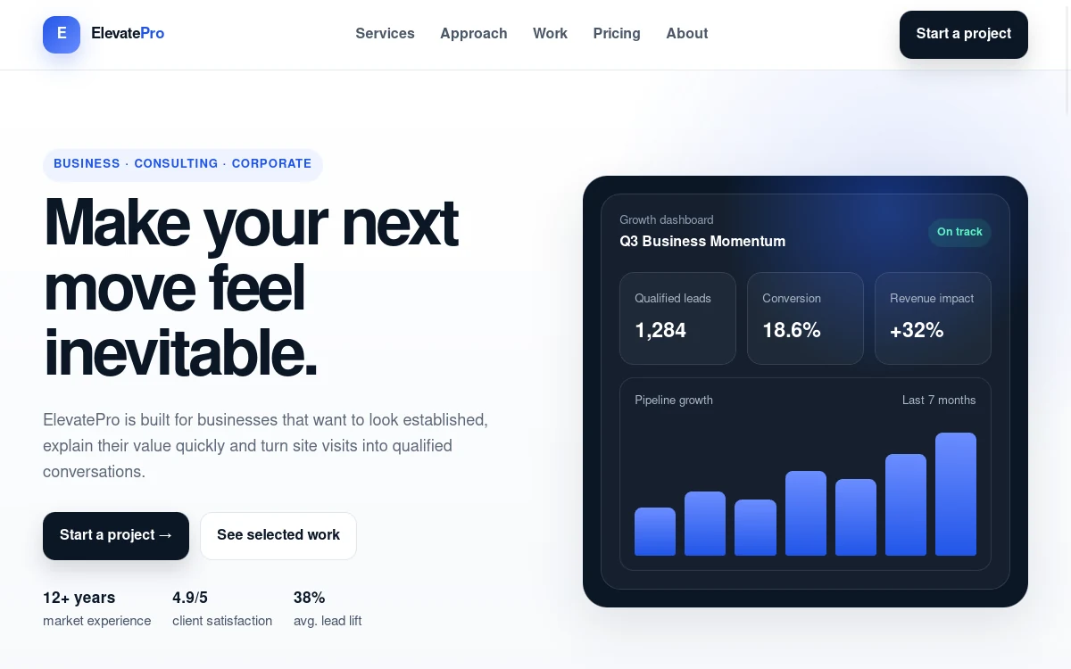 ElevatePro — Business & Consulting HTML Template professional website preview