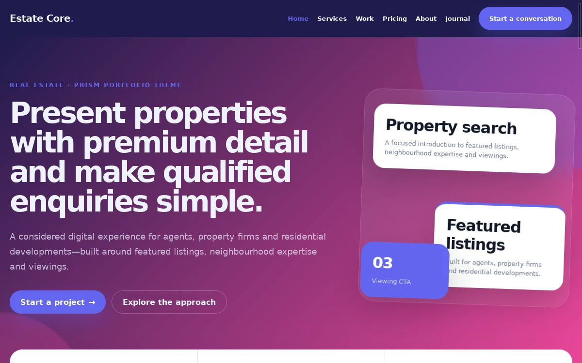 Estate Core — Prism Portfolio Theme professional website preview