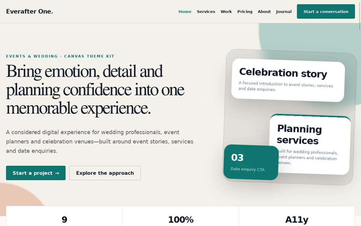 Everafter One — Canvas Theme Kit professional website preview