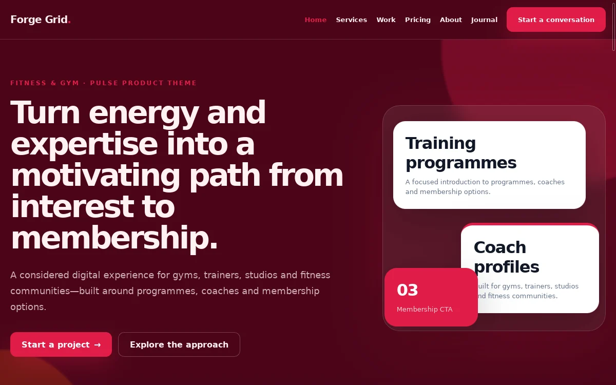 Forge Grid — Pulse Product Theme website screenshot