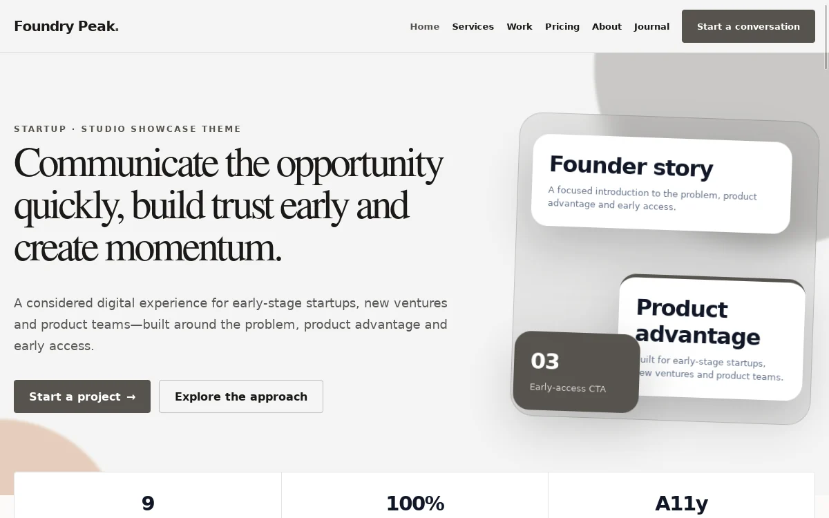 Foundry Peak — Studio Showcase Theme website screenshot