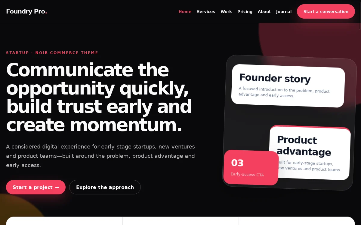 Foundry Pro — Noir Commerce Theme website screenshot