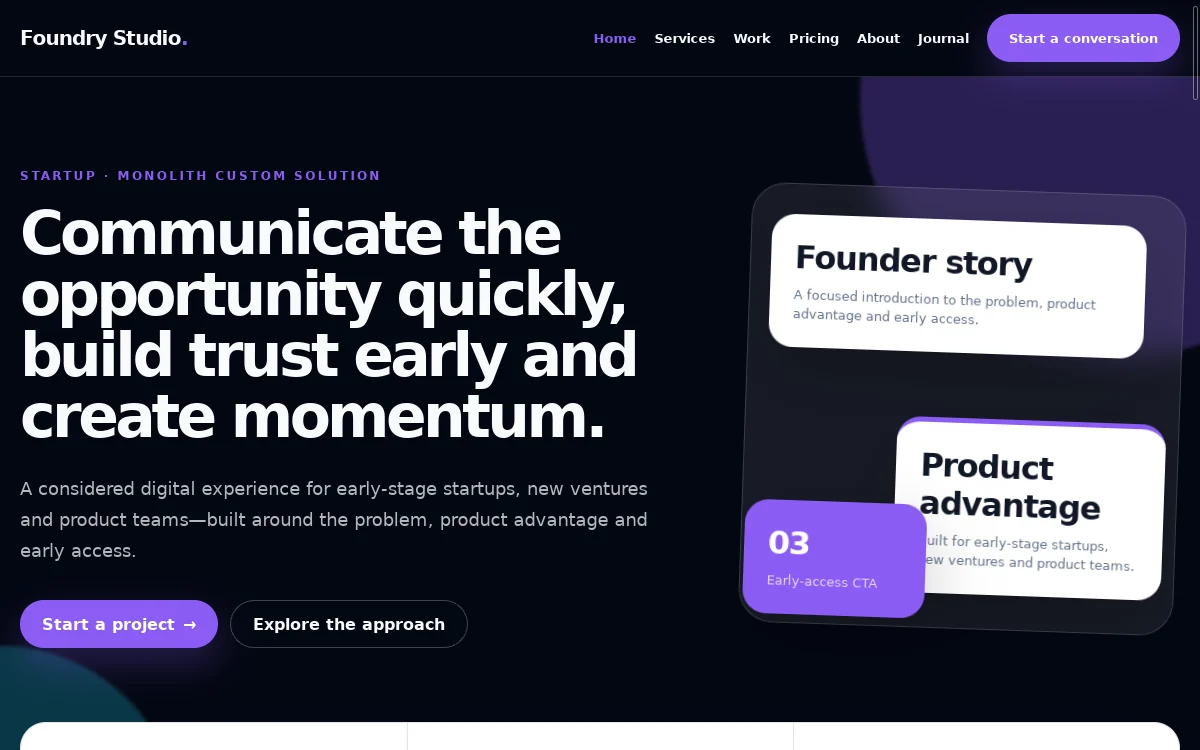 Foundry Studio — Monolith Custom Solution professional website preview