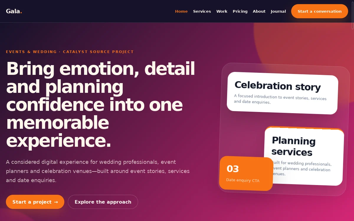 Gala — Catalyst Source Project professional website preview