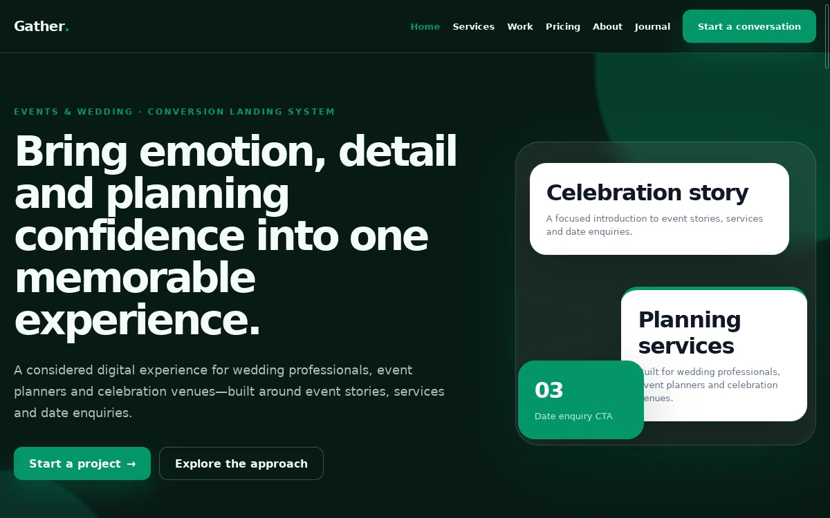 Gather — Conversion Landing System professional website preview