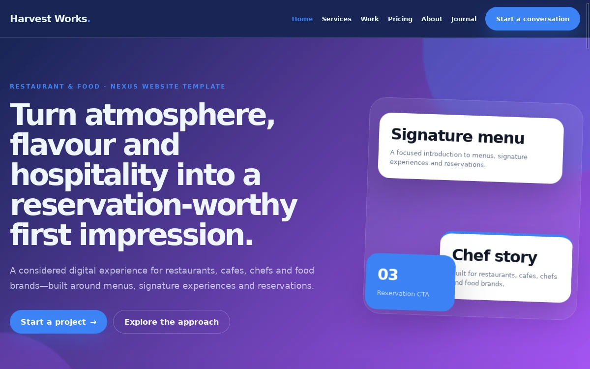 Harvest Works — Nexus Website Template professional website preview