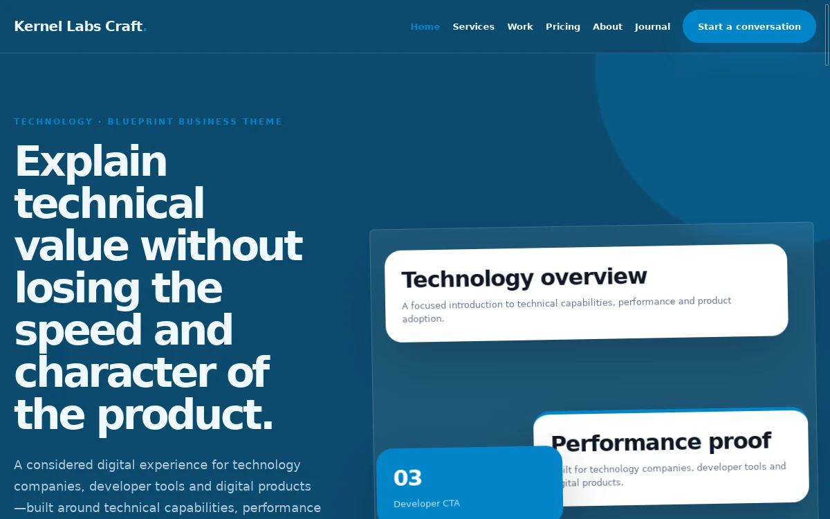 Kernel Labs Craft — Blueprint Business Theme website screenshot