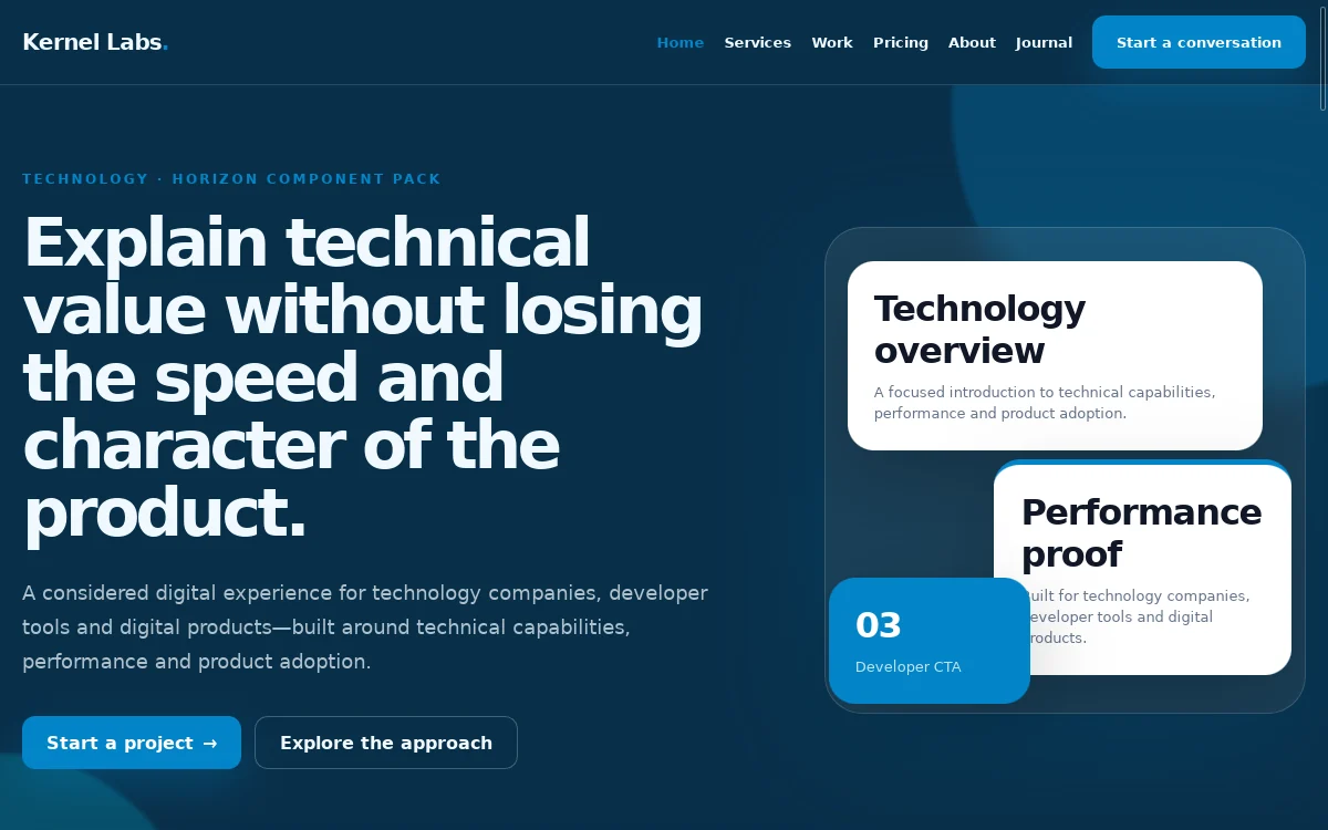 Kernel Labs — Horizon Component Pack website screenshot