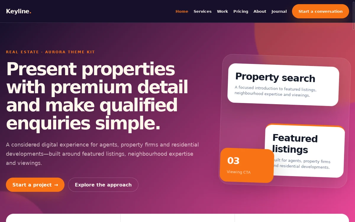 Keyline — Aurora Theme Kit professional website preview