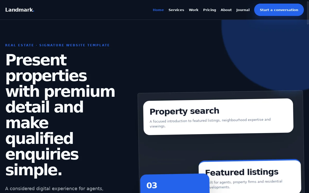 Landmark — Signature Website Template professional website preview
