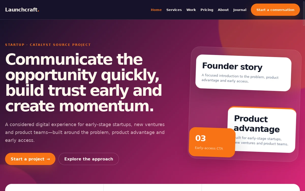 Launchcraft — Catalyst Source Project website screenshot