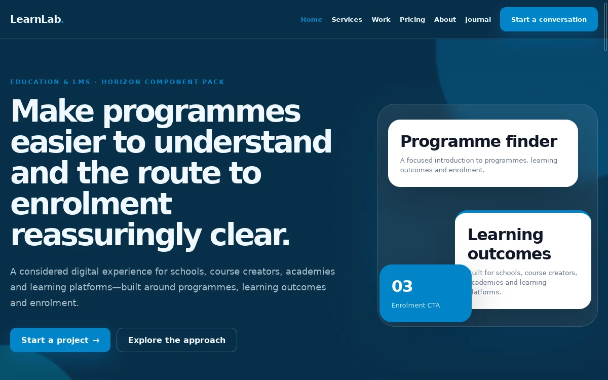 LearnLab — Horizon Component Pack website screenshot