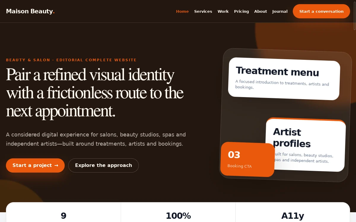 Maison Beauty — Editorial Complete Website professional website preview