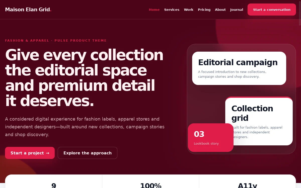 Maison Elan Grid — Pulse Product Theme website screenshot