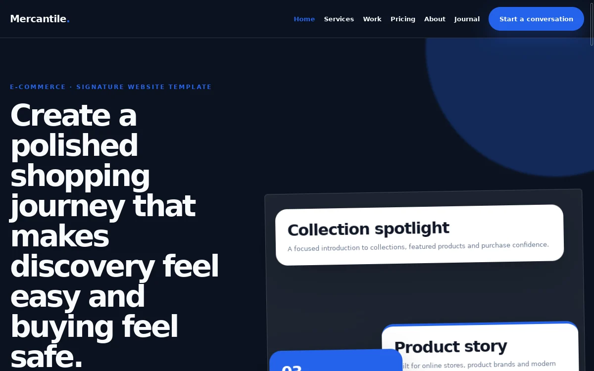 Mercantile — Signature Website Template professional website preview