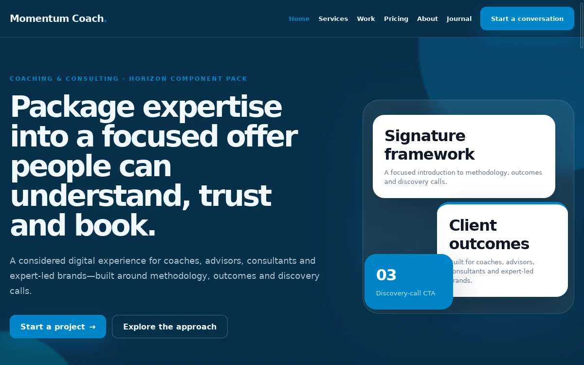 Momentum Coach — Horizon Component Pack professional website preview