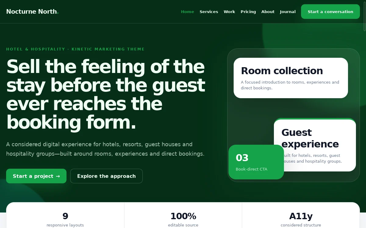 Nocturne North — Kinetic Marketing Theme professional website preview