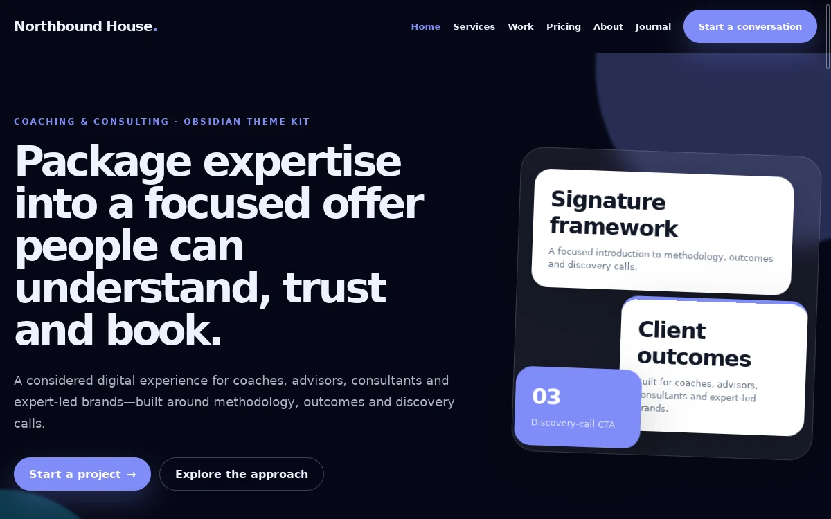 Northbound House — Obsidian Theme Kit professional website preview