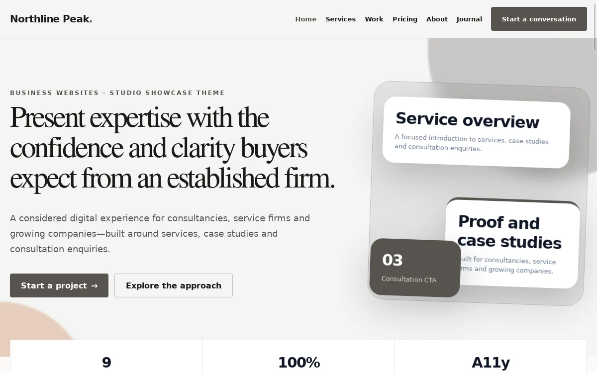 Northline Peak — Studio Showcase Theme actual design preview