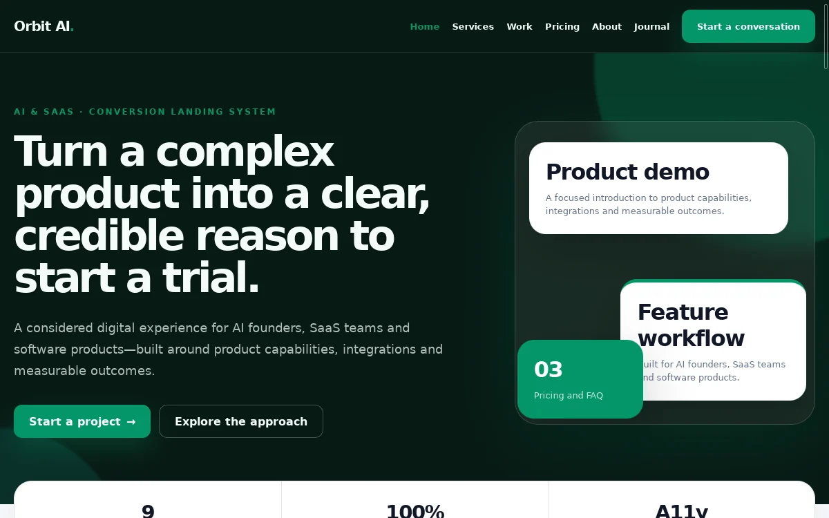 Orbit AI — Conversion Landing System professional website preview