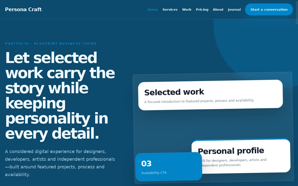 Persona Craft — Blueprint Business Theme actual design preview