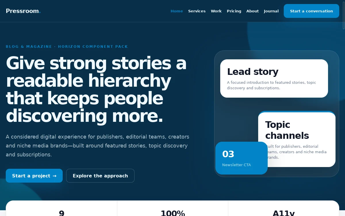Pressroom — Horizon Component Pack website screenshot
