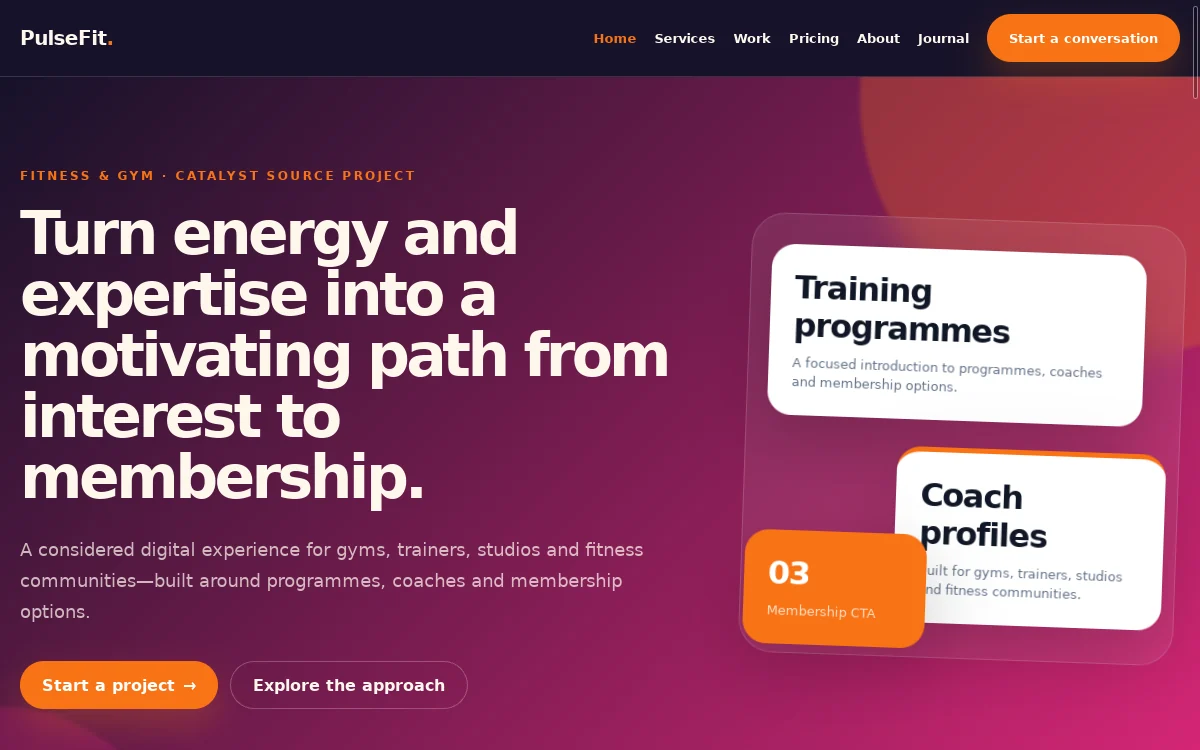 PulseFit — Catalyst Source Project actual design preview