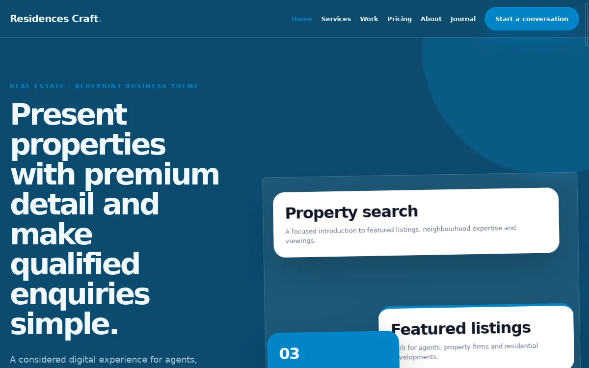 Residences Craft — Blueprint Business Theme website screenshot